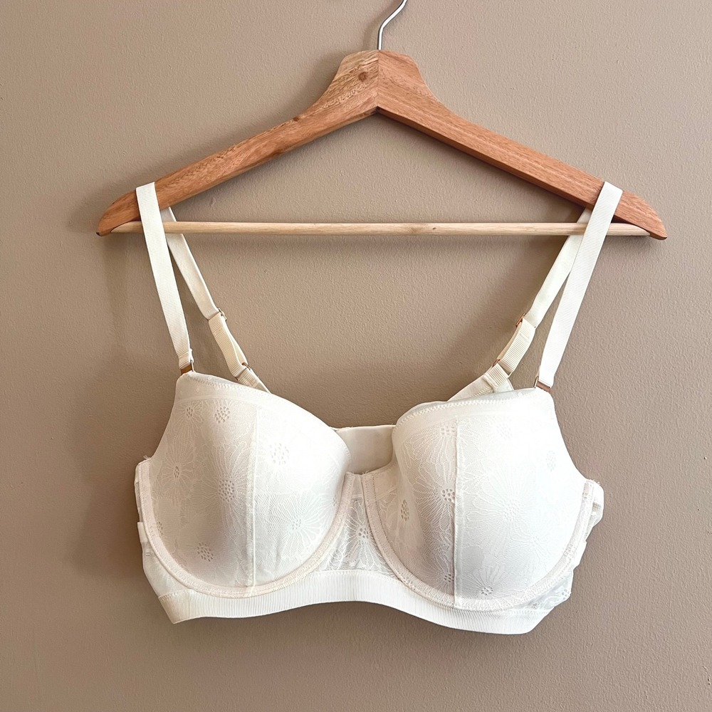 Aerie Real Me Full Coverage Underwire Bra Cream Ivory Floral Lace 34DD